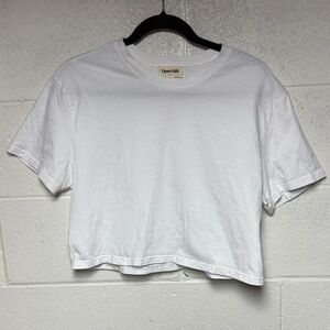 Open Edit Women's Classic White Short Sleeve Crop Tee